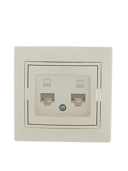 701-0303-141 Розетка 2-м Mira компьютерная RJ-45 крем. Lezard