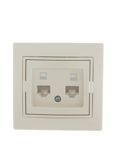 701-0303-141 Розетка 2-м Mira компьютерная RJ-45 крем. Lezard
