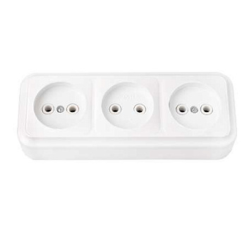 Розетка 3-м ОП РА16-263 без заземл. белый Без НДС п.п.1,16 п.1ст.118 НК