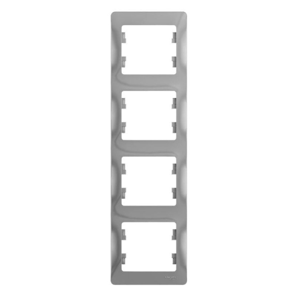 Рамка 4-м Glossa вертик. алюм. SE GSL000308