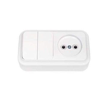 Блок ОП 2В-РЦ-523 (2-кл.выкл.+роз. без заземл.) белый Без НДС п.п.1,16 п.1ст.118 НК