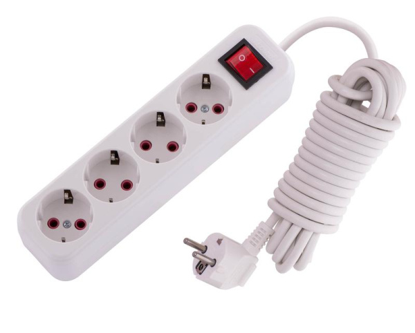 Удлинитель 4х5м с заземл. 16А IP20 Lila с выкл.  720-0405-402
