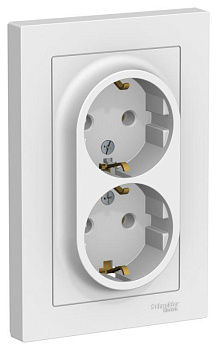 Розетка 2-м AtlasDesign 16А IP20 с заземл. в сборе лотос SE ATN001324