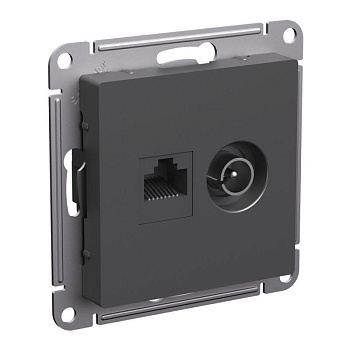 Розетка компьютерная + телевизионная 2-м AtlasDesign RJ45 кат.5E + TV механизм базальт SE ATN001489