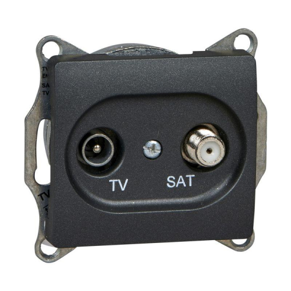 Розетка телевизионная оконечная TV/SAT 2-м СП Glossa 1дБ механизм антрацит SE GSL000797
