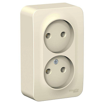 Розетка 2-м ОП Blanca 16А IP20 250В без заземл. без защ. шторок с изолир пласт молочн SE BLNRA000212