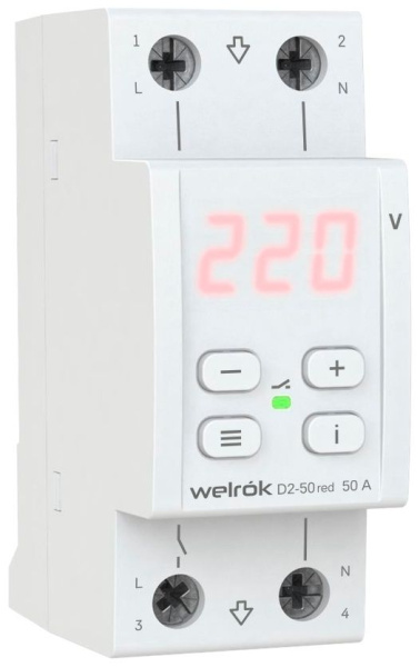 Реле напряжения Welrok D2-50 red