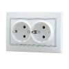 701-0202-127 Розетка 2-м Mira с заземл. керам.бел.Lezard