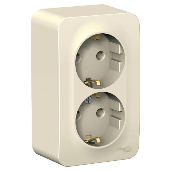 Розетка 2-м ОП Blanca 16А IP20 250В с заземл. без защ. шторок с изол. пласт. молочн. SE BLNRA010212