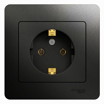 Розетка 1-м СП Glossa 16А IP20 с заземл. в сборе антрацит SE GSL000742