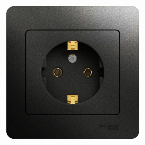 Розетка 1-м СП Glossa 16А IP20 с заземл. в сборе антрацит SE GSL000742