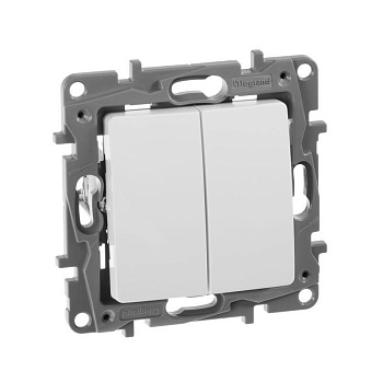 Механизм выключателя 2-кл. Etika 10А 250Вт авт. клеммы бел. Leg 672202