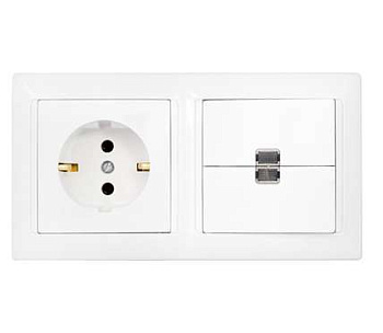 Блок 2В-РЦ-703 (2-кл.выкл. с подсв.+роз. с заземл.) белый  Без НДС п.п.1,16 п.1ст.118 НК