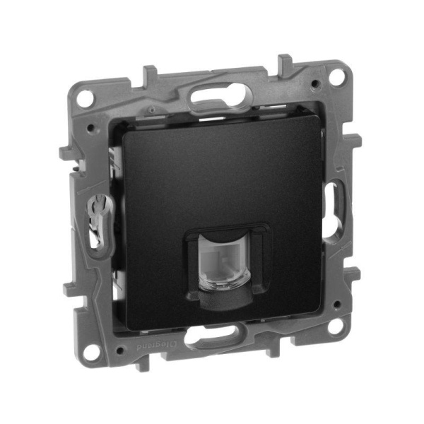 Механизм розетки телефонной 1-м Etika RJ11 антрацит. Leg.672640