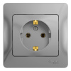 Розетка 1-м СП Glossa 16А IP20 с заземл. в сборе алюминий SE GSL000342