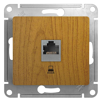 Розетка компьютерная 1-м СП Glossa RJ45 кат.5E механизм дуб SE GSL000581K