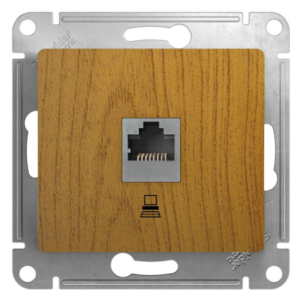 Розетка компьютерная 1-м СП Glossa RJ45 кат.5E механизм дуб SE GSL000581K
