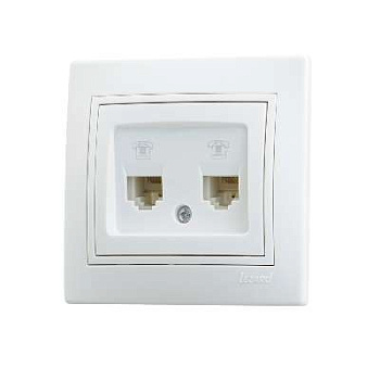 701-0202-138 Розетка 2-м Mira телефонная  RJ11 бел. Lezard