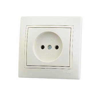 701-0303-121 Розетка 1-м Mira без заземл. керам.крем. Lezard