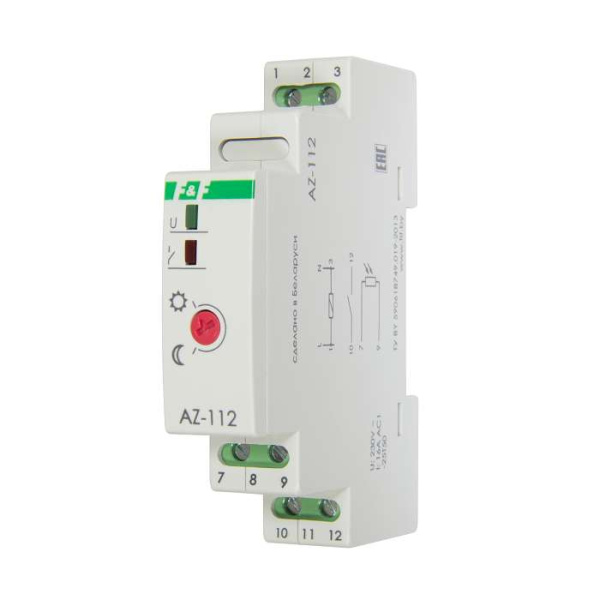 Фотореле AZ-112 (выносной герметичный фотодатчик монтаж на DIN-рейке 1 модуль 230В 16А) F&F EA01.001.013