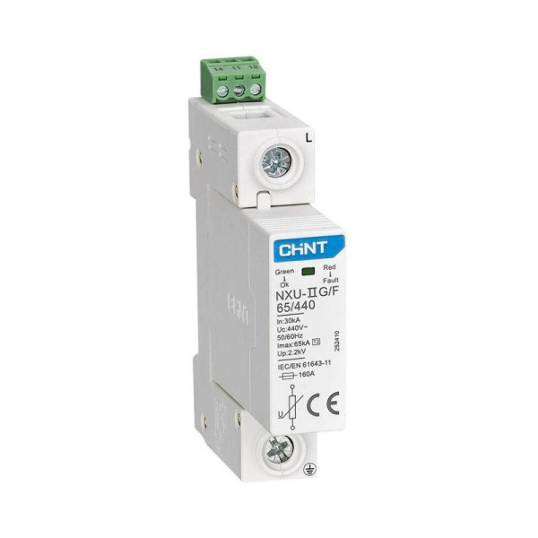 Ограничитель импульсных перенапряжений NXU-IIG/F 1P In=25кА Uc=440В Im=65кА CHINT 252410