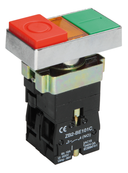 Кнопка LAY5-BW8465 "I-O" сдвоенная c подсв. ИЭК BBD40-BW-K51