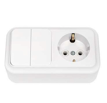 Блок ОП 2В-РЦ-529 (2-кл.выкл.+роз. с заземл.) белый Без НДС п.п.1,16 п.1ст.118 НК