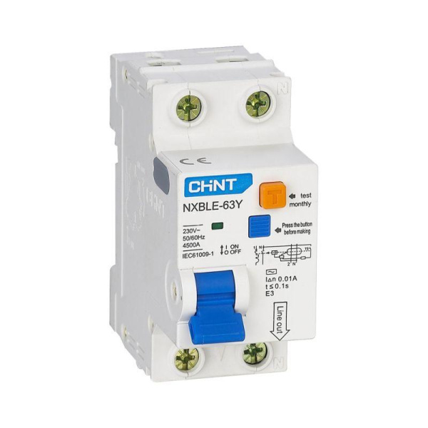 Диф. авт. NXBLE-63Y 1P+N 25А 10mA (4.5kA) CHINT 105526