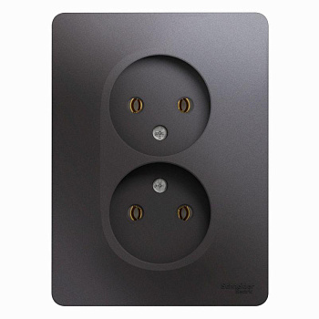 Розетка 2-м СП Glossa 16А IP20 без заземл. в сборе графит SE GSL001320