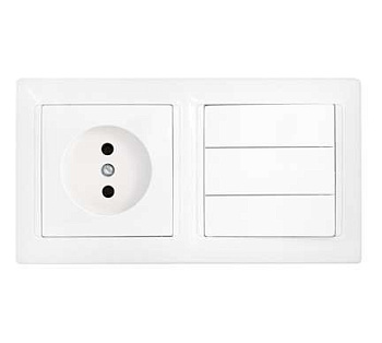 Блок 3В-РЦ-689 (3-кл.выкл.+роз. без заземл.) белый Без НДС п.п.1,16 п.1ст.118 НК