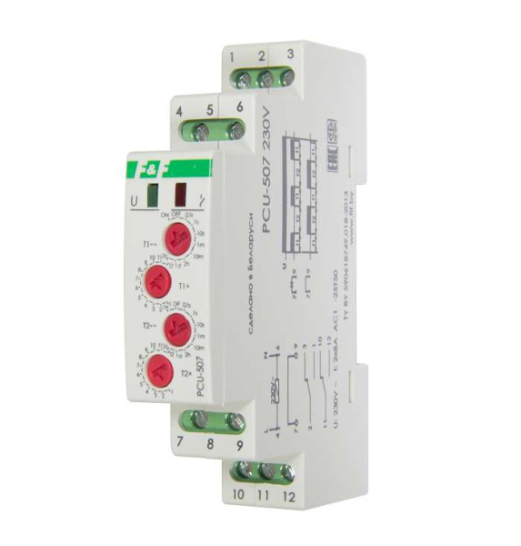 Реле времени PCU-507 (многофункц. два независимых вр. 1 мод. 230В 2х8А 2P IP20 монтаж на DIN-рейке) F&F EA02.001.022