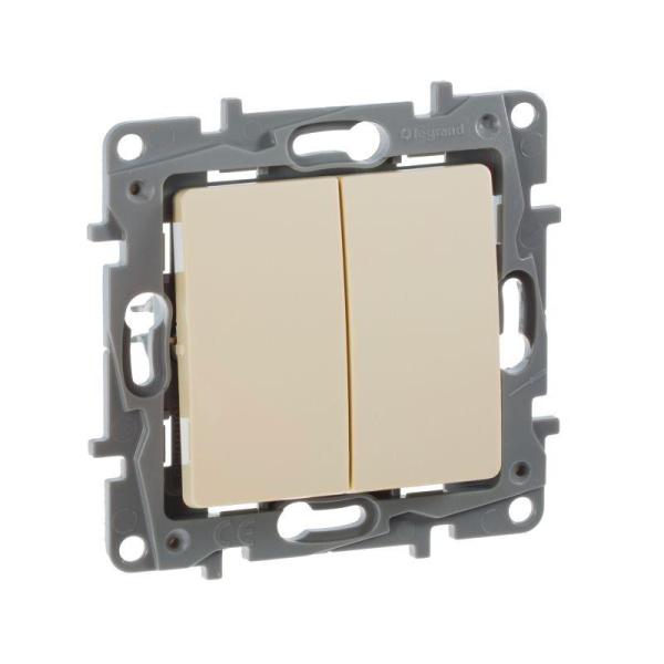 Механизм выключателя 2-кл. СП Etika 10АX безвинт. зажимы сл. кость Leg 672302