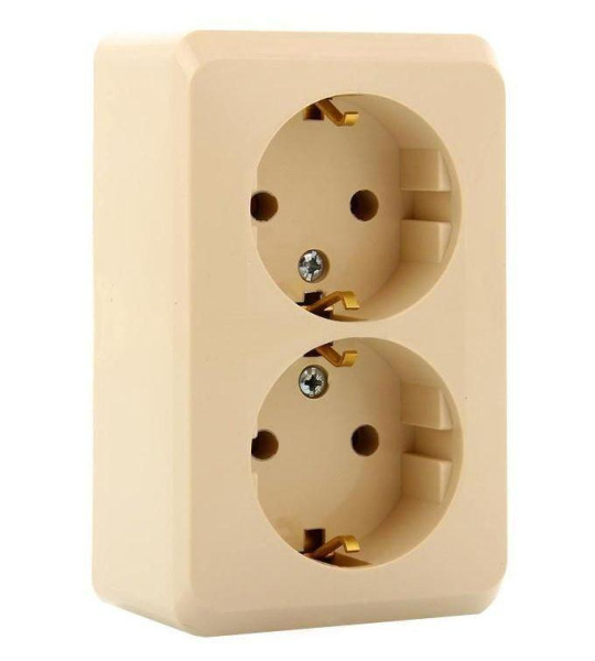 Розетка 2-м ОП Этюд 16А с заземл. крем. SchE PA16-007K