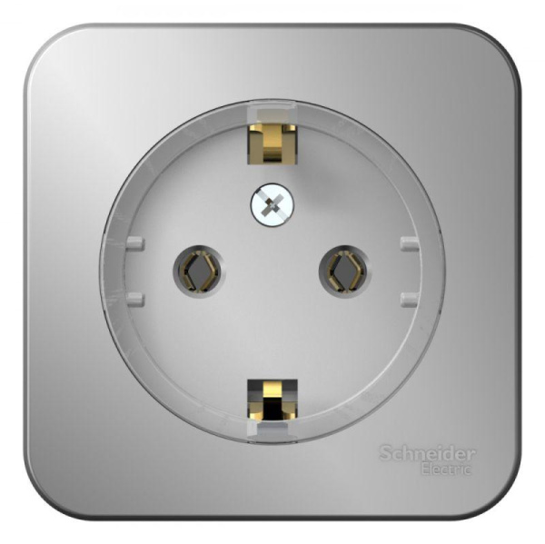 Розетка 1-м ОП Blanca 16А IP20 250В с заземл. без защ. штор с изолир. пласт алюм. SE BLNRA110113