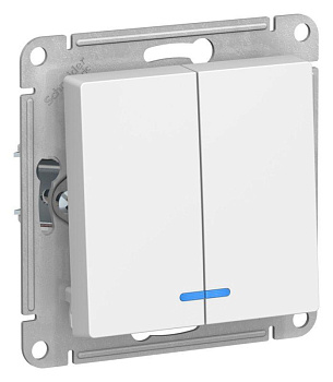 Выключатель 2-кл. СП AtlasDesign 10А IP20 (сх. 5а) 10AX с подсветкой механизм лотос SE ATN001353