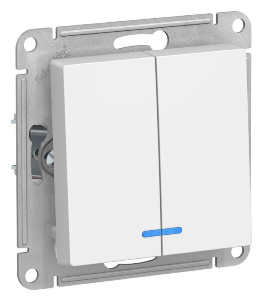 Выключатель 2-кл. СП AtlasDesign 10А IP20 (сх. 5а) 10AX с подсветкой механизм лотос SE ATN001353