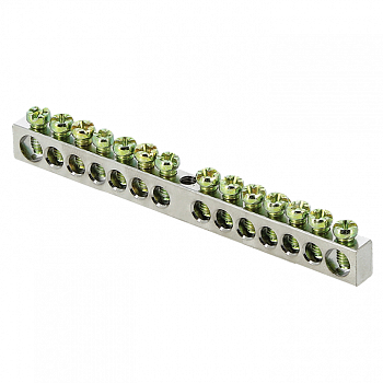 Шина PEN "ноль-земля" 6х9 14 отв. никель крепеж по центру PROxima EKF sn1-63-14