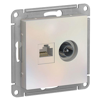 Розетка компьютерная + телевизионная 2-м AtlasDesign RJ45 кат.5E + TV механизм жемчуг SE ATN000489