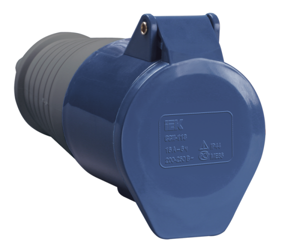 Розетка кабельная 16А 220В 2P+PЕ ССИ-213 IP44 ИЭК PSR21-016-3