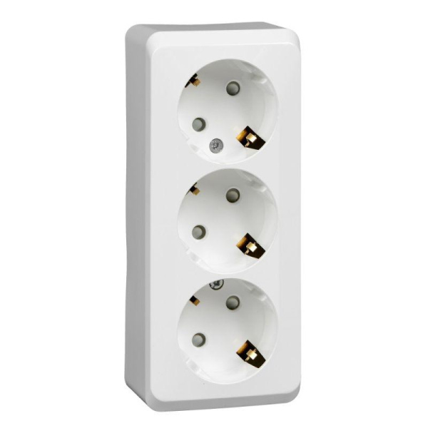 Розетка 3-м ОП Этюд 16А 250В защ. шторки с заземл. бел. SchE PA16-012B