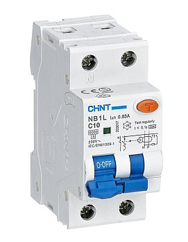 Диф. авт. NB1L 1P+N C10А 30mA (10kA) AC CHINT 203105