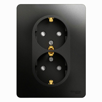 Розетка 2-м СП Glossa 16А IP20 с заземл. защ. шторки в сборе антрацит SE GSL000726