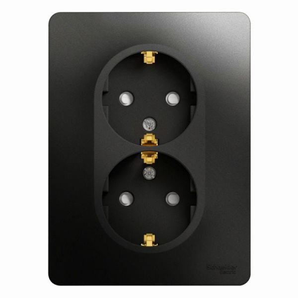 Розетка 2-м СП Glossa 16А IP20 с заземл. защ. шторки в сборе антрацит SE GSL000726