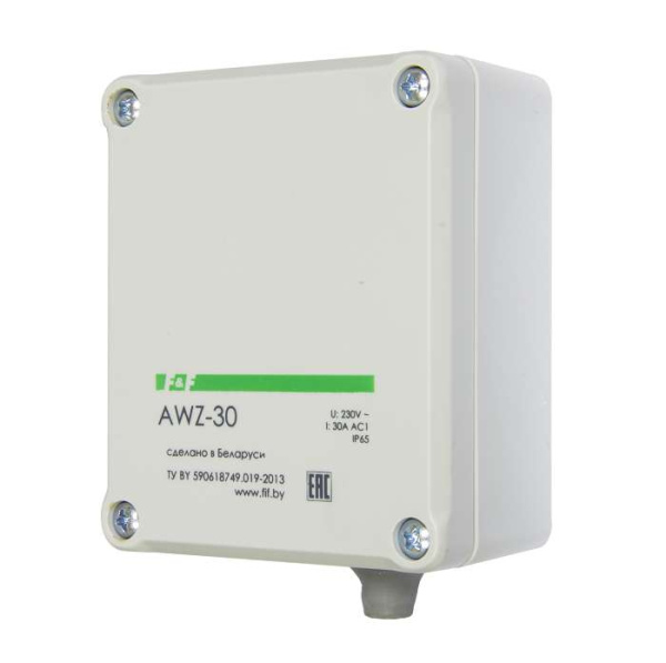 Фотореле AWZ-30 30А 13 IP65 встроенный фотодатчик монтаж на поверх. F&F EA01.001.004