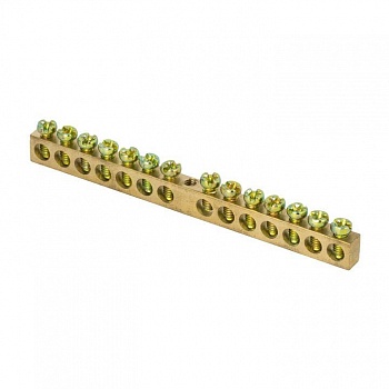 Шина PEN "ноль-земля" 6х9 14 отвер. латунь крепеж по центру PROxima EKF sn0-63-14