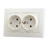 701-0303-127 Розетка 2-м Mira с заземл. керам.крем.Lezard