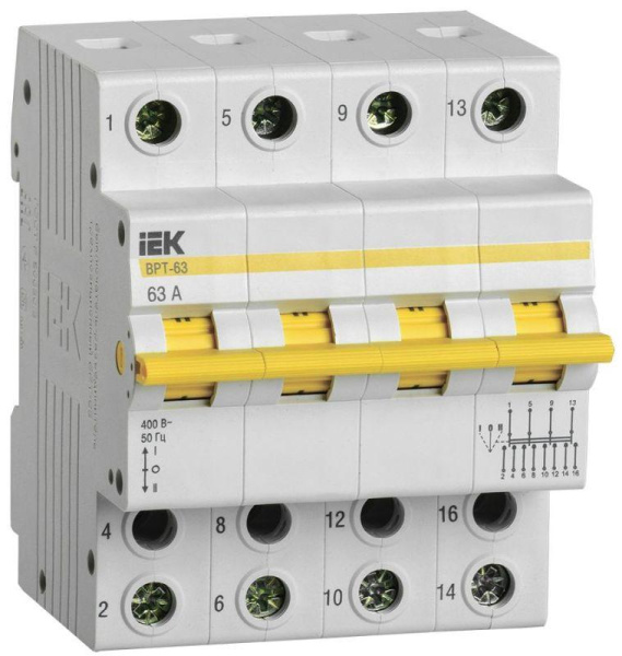 Выключатель-разъединитель трехпозиционный 4п ВРТ-63 63А IEK MPR10-4-063