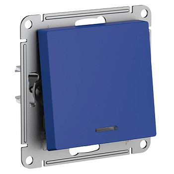 Переключатель проходной 1-кл. СП AtlasDesign 10А IP20 (сх. 6а) 10AX с подсветкой механизм аквамарин SE ATN001163