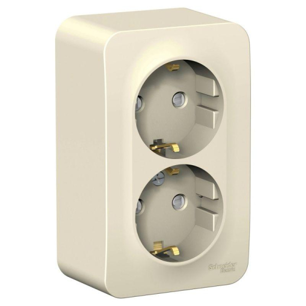 Розетка 2-м ОП Blanca 16А IP20 250В с заземл. защ. шторки с изолир. пластиной молочн. SE BLNRA011212