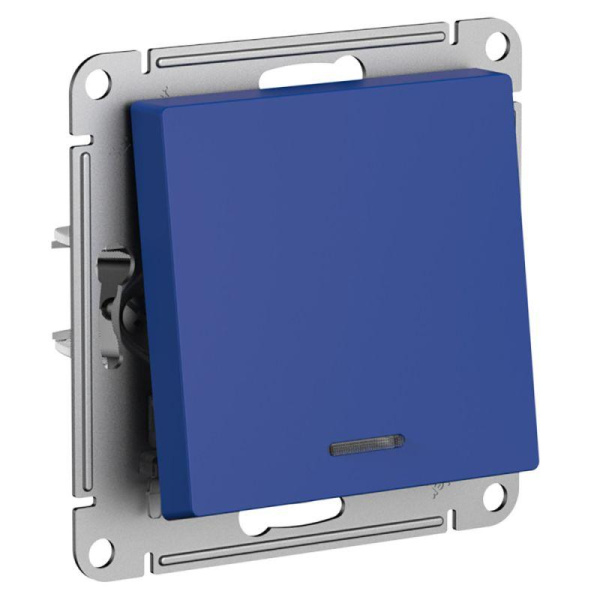 Переключатель проходной 1-кл. СП AtlasDesign 10А IP20 (сх. 6а) 10AX с подсветкой механизм аквамарин SE ATN001163